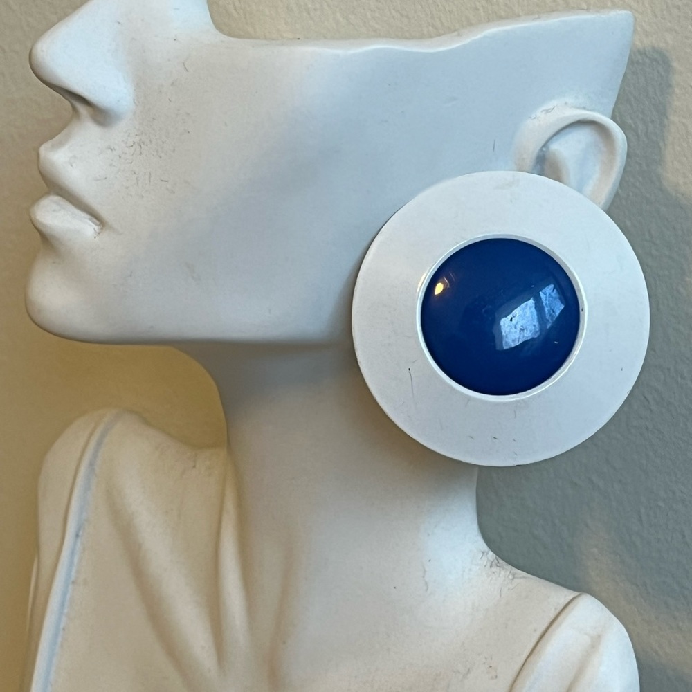 Vintage Chunky  Large Circular Metal Earrings MOD 80’s